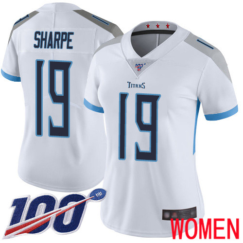 Tennessee Titans Limited White Women Tajae Sharpe Road Jersey NFL Football #19 100th Season Vapor Untouchable->youth nfl jersey->Youth Jersey